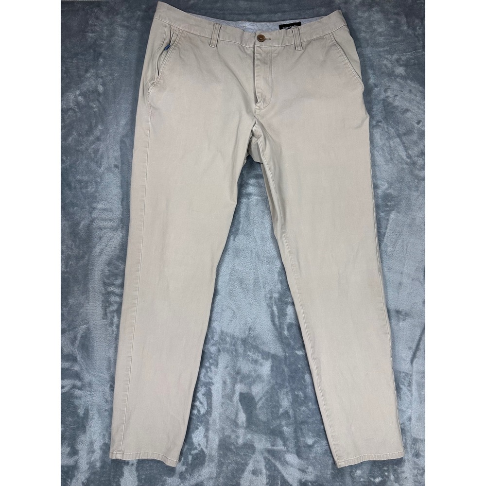 Bonobos Slim Taper Chino Pants Mens 33x32 Tan Khaki Stretch Cotton Casual